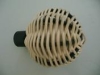 metal curtain poles with rattan finials