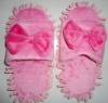 microfiber chenille slipper with bow