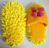 microfiber chenille slipper with flower