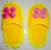 microfiber chenille slipper with flowers