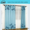 modern blue maple leaf cotton curtain