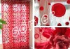 modern style red colour polyester string curtain