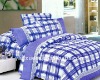 new design blue grids reactive printed bedding set