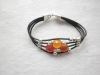 newest deisgn leather bracelet with gemstone bead,fashion leather cord bracelet