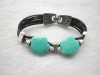 newest design blue turquoise leather cord bracelet