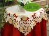 nice embroidery  flower   table  cloth in satin fabric