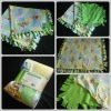 one side dyed one side printed poly fleece blanket with friger
