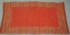 orange cotton weave rug with striped border