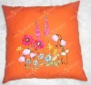 orange handmade ribbon embroidery cushion cover