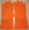 orange leather gauntlet welding gloves