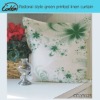 pastoray style green printed linen cushion