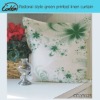 pastoray style green printed linen cushion