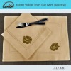 peony yellow linen cut work napkin placemat