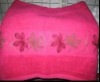 plain dyed bath towel with embroidery and border