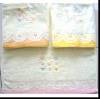 plain dyed jacquard bath towel with embroidery and border