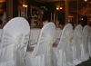 pleated polyester wedding chair cover and organza chair sash