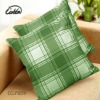 polyester/cotton printed grid green cushion