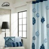 polyester/cotton printed tinge blue clean cozy curtain