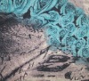 polyester knit print fabrics blue floral print