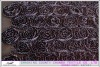 polyester printed chiffon with mesh rose design ribbon embroidery fabric