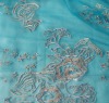 polyester tulle fabric with machine embroidery for fashion