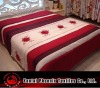 polysilk embroidered/applique red flower bedding set