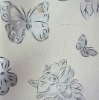 printed butterfly and flower pvc leather