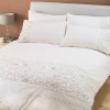 pure white linen bedding set with embroidery