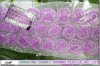 purple chiffon rose tape on 100%polyester mesh fabric for wedding and fashion garment ribbon embroidery fabric