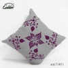 purple flower pattern design gray flax cushion