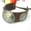 quailty leather cuff bracelet with alloy head