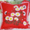 red DIY ribbon embroidery cushion