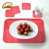 red  bright yarn surface PU linen back coasters and table placemats