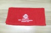 red cotton jacquard hand towel with satin boarder