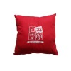 red embroidered pillow