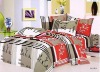 red grid bedding set