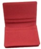 red leather name card holder