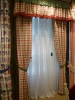red printed check cotton curtain