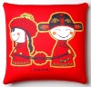 red suqare wedding cushion