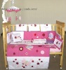 red white print baby crib bedding