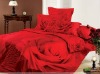 romantic rose color reactive printed cotton wedding bedding set