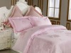 rose pattern satin silk hotel bedding set