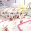 rose printed soft coral fleece blanket