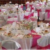round 100% polyester table cover and white tablecloth