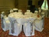 round top banquet chair cover with satin sash and polyester chair cover