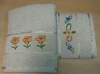 solid cheap towel set with embroidery