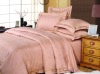 special design,pink satin silk hotel bedding set