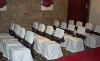 square top baquet chair cover with organza sash