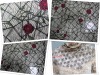 three-dimensional flowerets and  similar spider web embroidery fabric