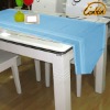 welcome100% linen light blue modern border stripe table runner